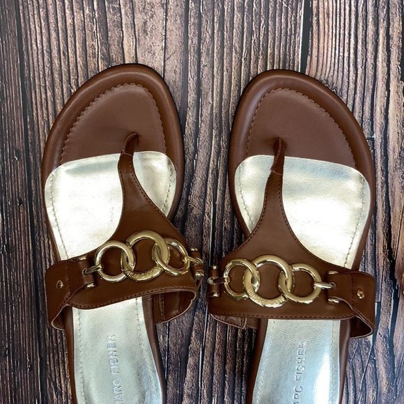 Marc Fisher Brown Manmade Sandals 8M - Picture 4 of 8